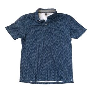 AndersonOrd Mens Medium Blue Whale Print Performance Golf Polo Shirt AO Logo